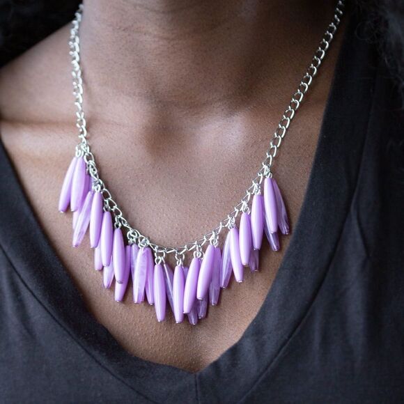 Jewelry - Long light purple bead on silver color chain * earrings included*
